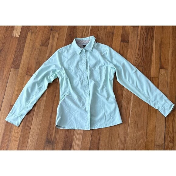 Patagonia Tops - Patagonia Shirt Women’s Light Green Button Snap Long Sleeve Outdoor Hiking XS